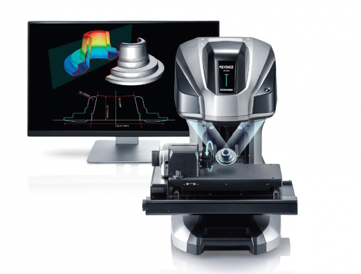 Keyence VR-6000 Optical 3D profilometer with a rotary handle what enables measurement accuracy up to 2µm, also enabling the creation of a full profile of the measured sample and measurement of many dimensions at the same time.